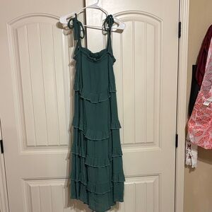Eesome Teal Tiered Midi Dress